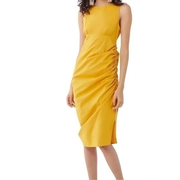 Urban Outfitters | Jackie Cinched Sleeveless Midi Dress Ruching Women’s Size S - Picture 1 of 8
